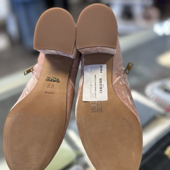 Coach New Pink Velvet Boots - Picture 5 of 6